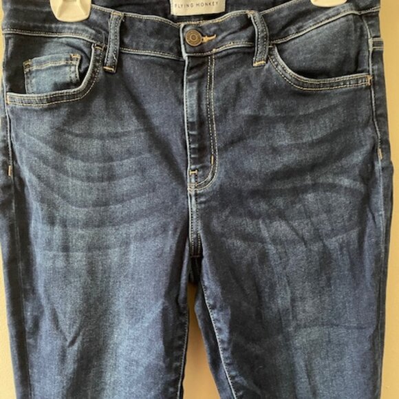 Flying Monkey – navy blue denim- Slim-Fit High Mid Jeans Size 31 - Picture 7 of 8